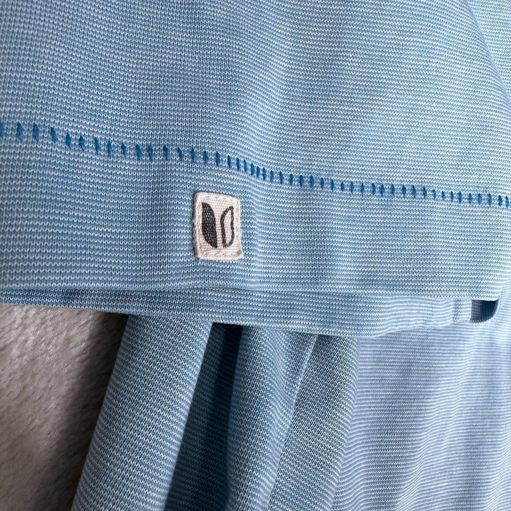 LinkSoul Tempus Fugit Golf Polo Shirt Men's L Light Blue Striped Short Sleeve - Picture 8 of 10